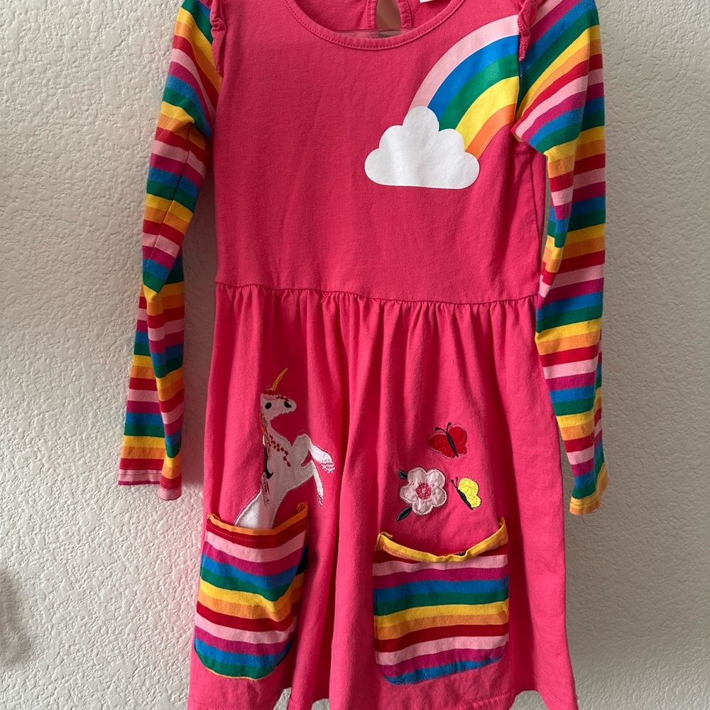 Colorful Rainbow Unicorn Kids Dress